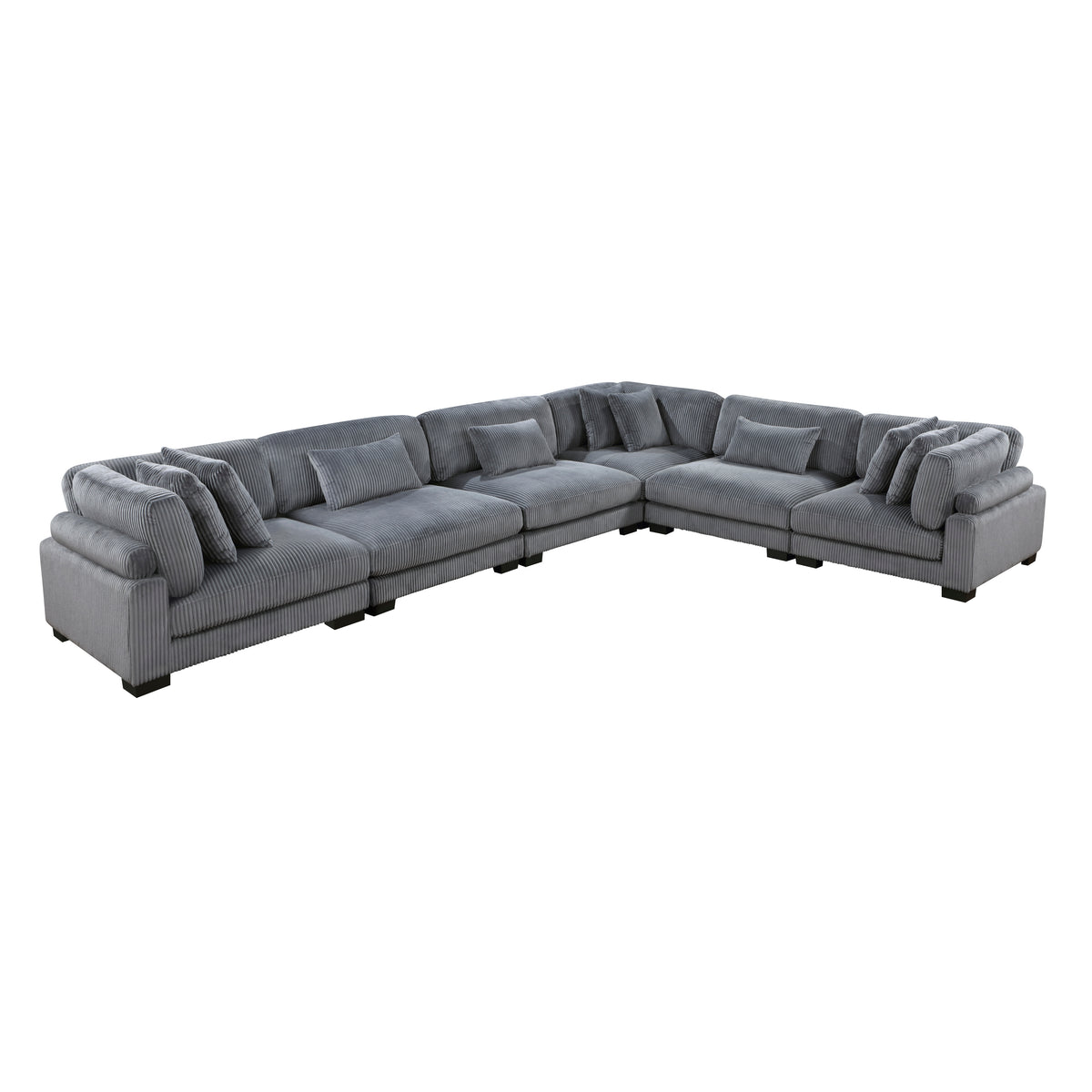 Traverse Gray 6-Piece Corduroy Modular Sectional with Ottoman from Homelegance - Luna Furniture