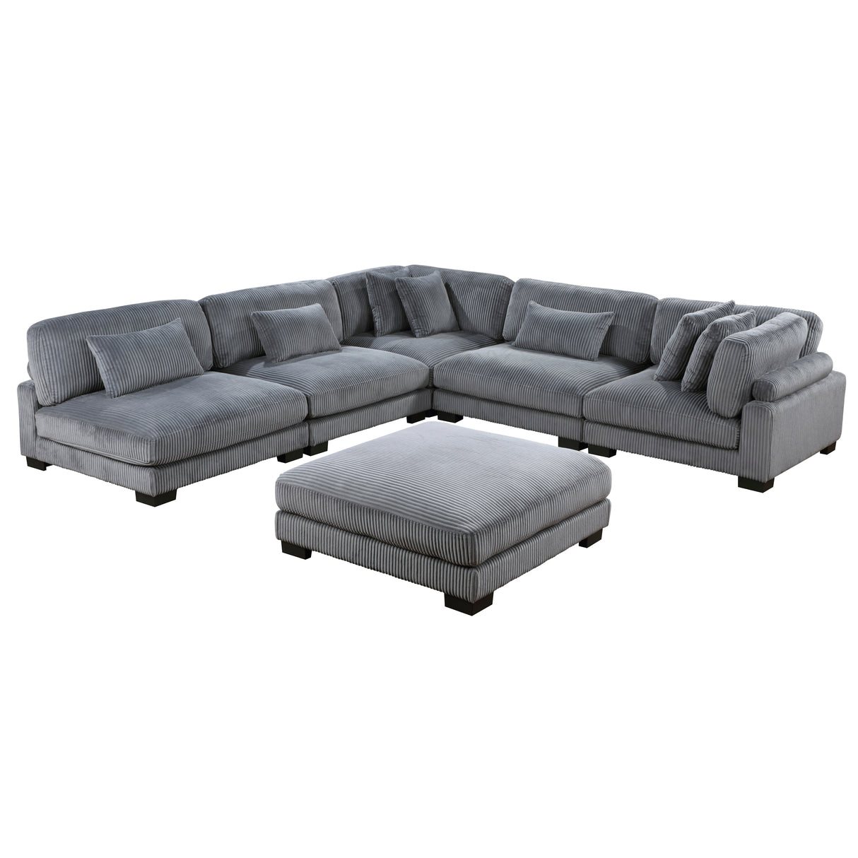 Traverse Gray Corduroy 6-Piece Modular Sectional with Ottoman from Homelegance - Luna Furniture