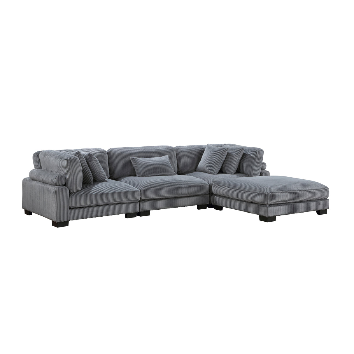 Traverse Gray Corduroy 4-Piece Modular Sectional with Ottoman from Homelegance - Luna Furniture