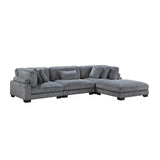 Traverse Gray Corduroy 4-Piece Modular Sectional with Ottoman from Homelegance - Luna Furniture