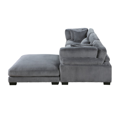 Traverse Gray 5-Piece Corduroy Modular Sectional with Ottoman from Homelegance - Luna Furniture