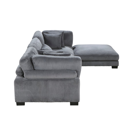 Traverse Gray 5-Piece Corduroy Modular Sectional with Ottoman from Homelegance - Luna Furniture