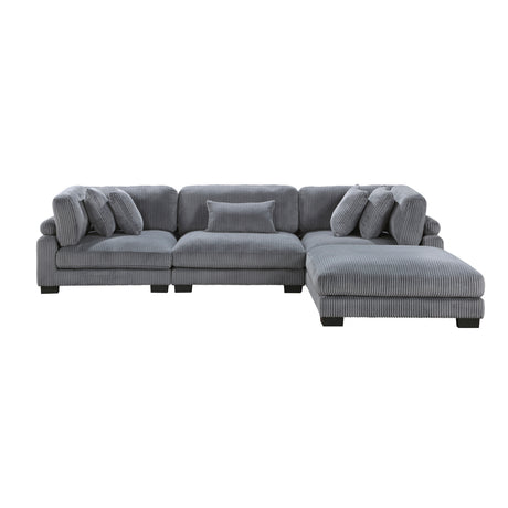 Traverse Gray 5-Piece Corduroy Modular Sectional with Ottoman from Homelegance - Luna Furniture