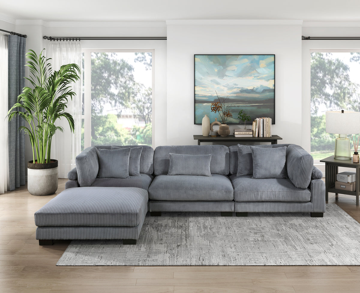 Traverse Gray 6-Piece Corduroy Modular Sectional with Ottoman from Homelegance - Luna Furniture