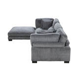 Traverse Gray Corduroy 4-Piece Modular Sectional with Ottoman from Homelegance - Luna Furniture
