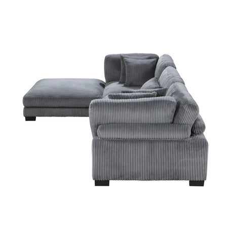 Traverse Gray 5-Piece Corduroy Modular Sectional with Ottoman from Homelegance - Luna Furniture
