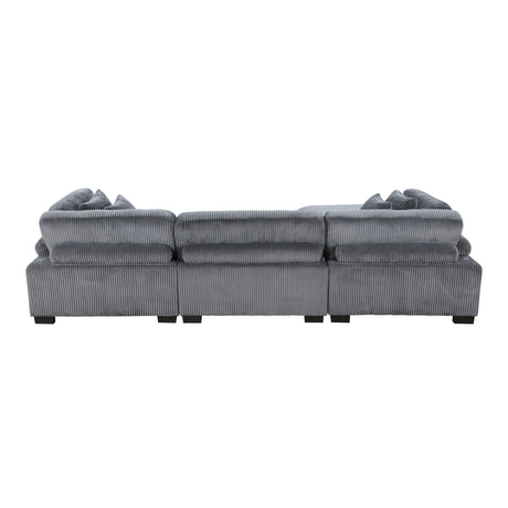 Traverse Gray 5-Piece Corduroy Modular Sectional with Ottoman from Homelegance - Luna Furniture