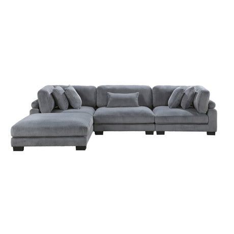 Traverse Gray 5-Piece Corduroy Modular Sectional with Ottoman from Homelegance - Luna Furniture