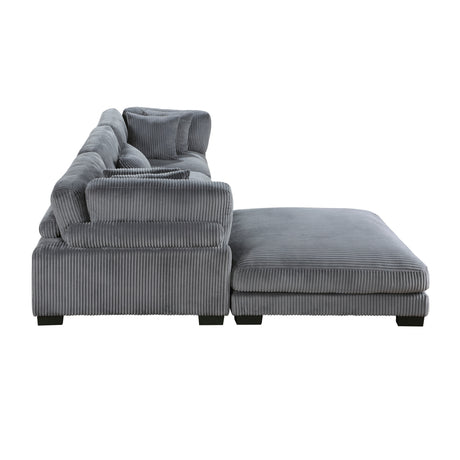 Traverse Gray Corduroy 4-Piece Modular Sectional with Ottoman from Homelegance - Luna Furniture