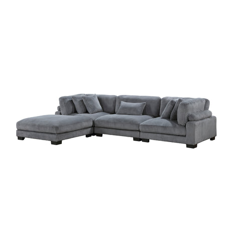 Traverse Gray 5-Piece Corduroy Modular Sectional with Ottoman from Homelegance - Luna Furniture
