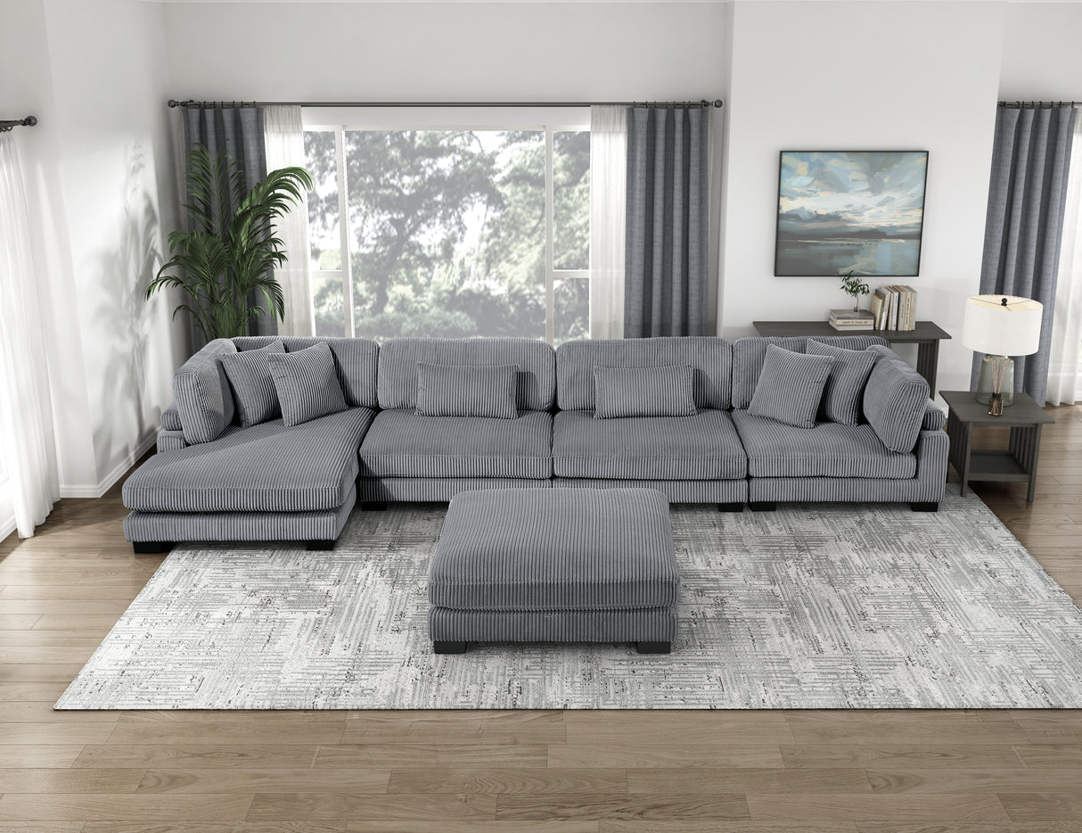 Traverse Gray Corduroy Corner Seat from Homelegance - Luna Furniture