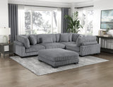 Traverse Gray 6-Piece Corduroy Modular Sectional with Ottoman from Homelegance - Luna Furniture