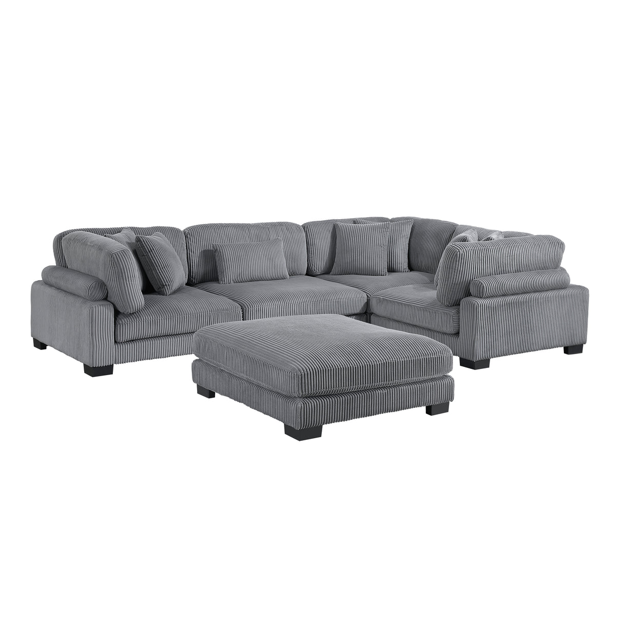 Traverse Gray Corduroy Ottoman from Homelegance - Luna Furniture