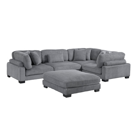 Traverse Gray Corduroy Ottoman from Homelegance - Luna Furniture