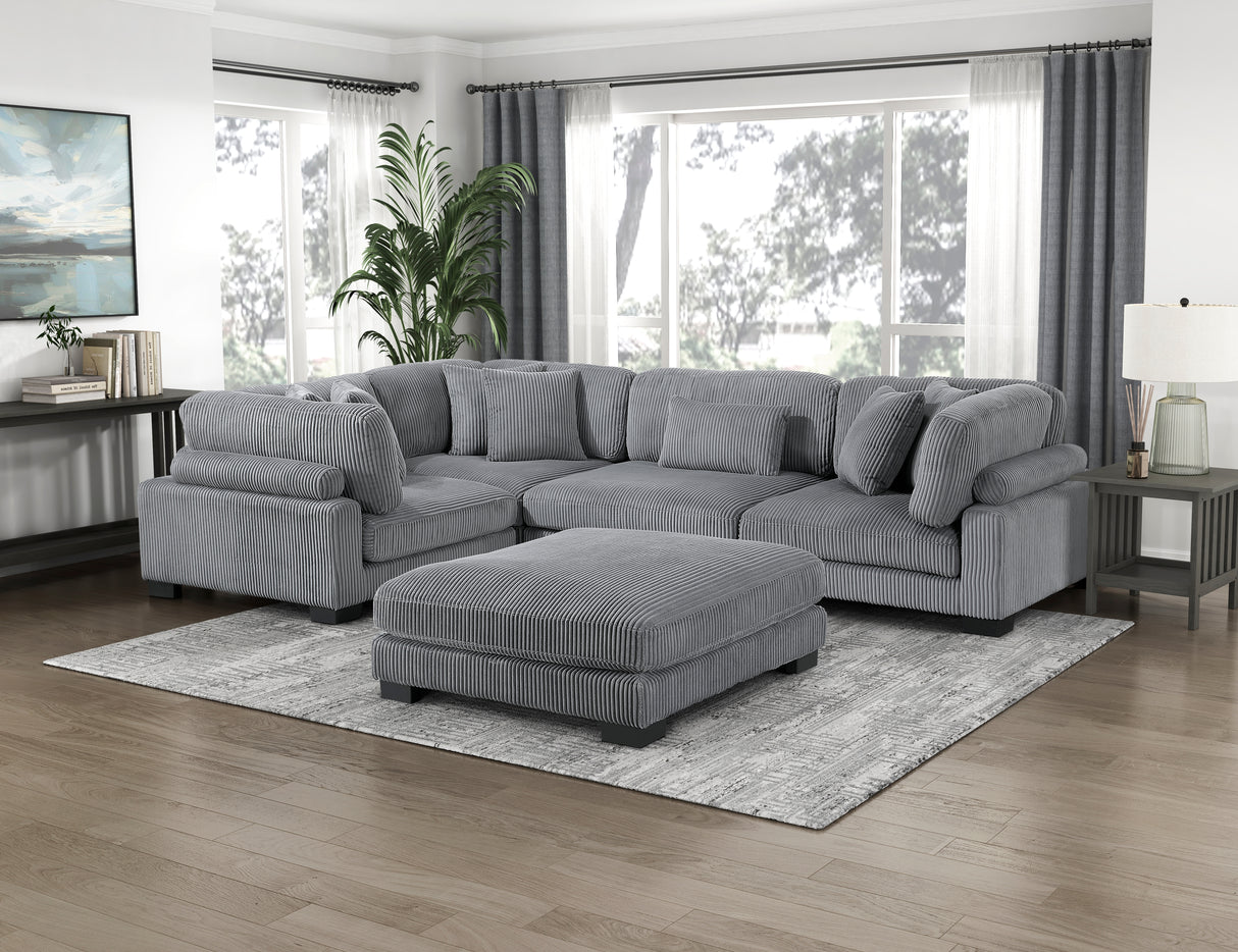 Traverse Gray Corduroy Ottoman from Homelegance - Luna Furniture