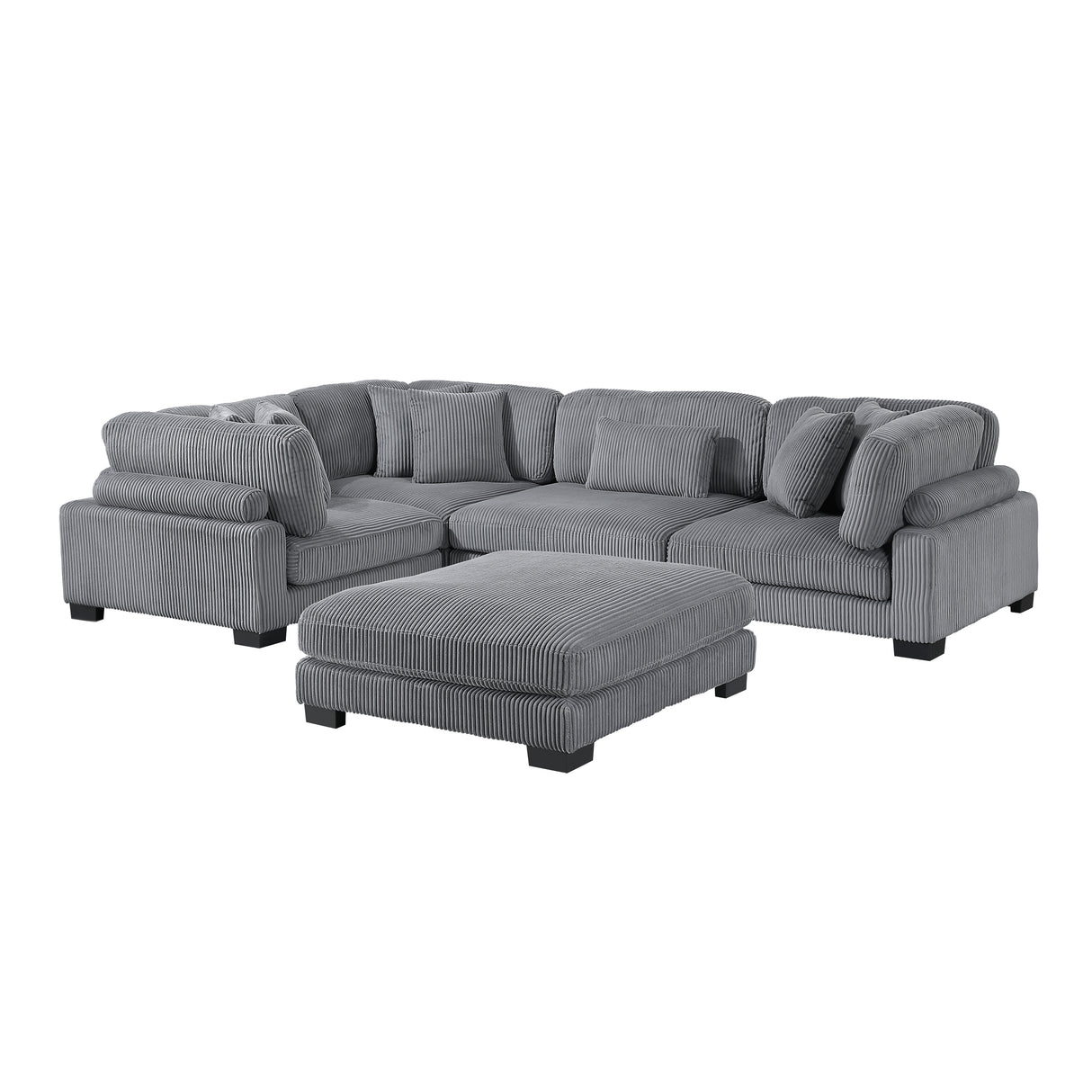 Traverse Gray Corduroy Ottoman from Homelegance - Luna Furniture