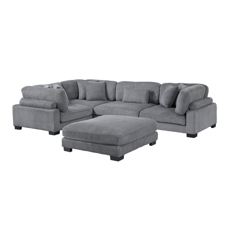 Traverse Gray Corduroy Ottoman from Homelegance - Luna Furniture