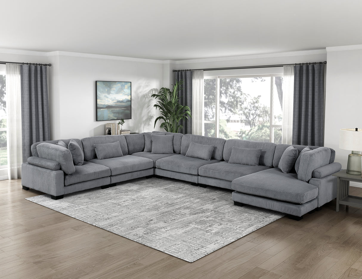Traverse Gray Corduroy Corner Seat from Homelegance - Luna Furniture