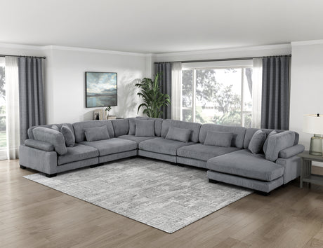 Traverse Gray Corduroy Corner Seat from Homelegance - Luna Furniture