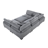 Traverse Gray Corduroy 6-Piece Modular Sectional with Ottoman from Homelegance - Luna Furniture