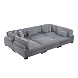 Traverse Gray Corduroy 6-Piece Modular Sectional with Ottoman from Homelegance - Luna Furniture