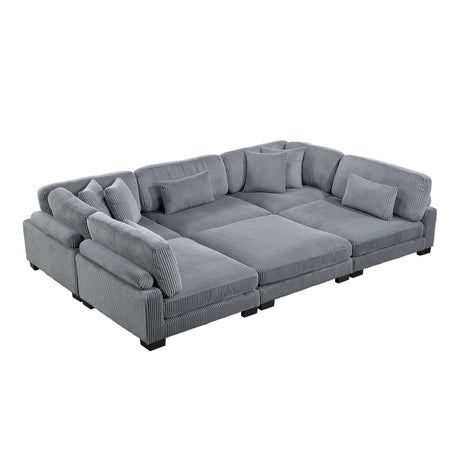Traverse Gray Corduroy 6-Piece Modular Sectional with Ottoman from Homelegance - Luna Furniture