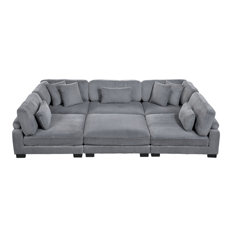 Traverse Gray Corduroy 6-Piece Modular Sectional with Ottoman from Homelegance - Luna Furniture
