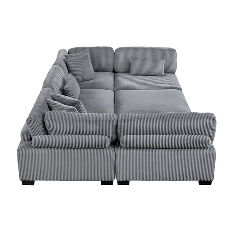 Traverse Gray Corduroy 6-Piece Modular Sectional with Ottoman from Homelegance - Luna Furniture
