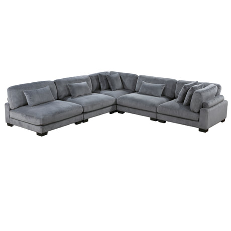 Traverse Gray Corduroy 5-Piece Modular Sectional from Homelegance - Luna Furniture