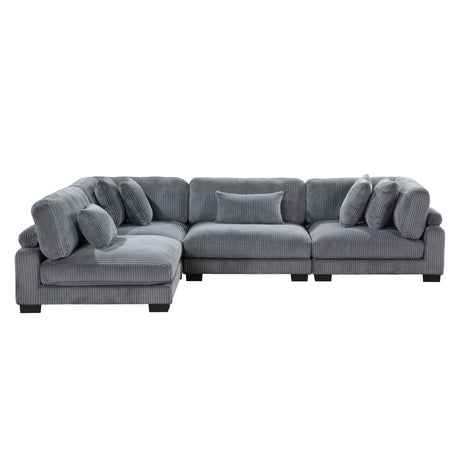 Traverse Gray 5-Piece Corduroy Modular Sectional with Ottoman from Homelegance - Luna Furniture