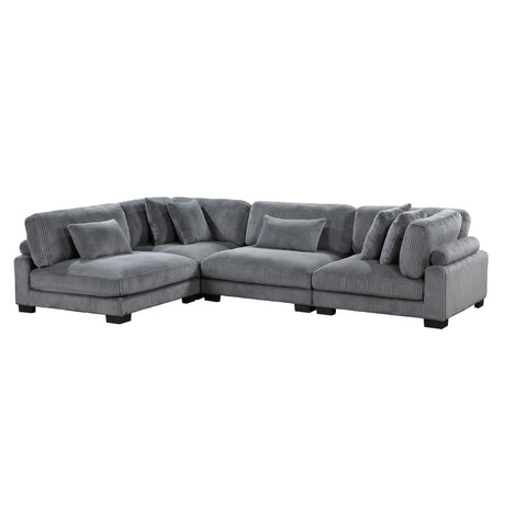 Traverse Gray 5-Piece Corduroy Modular Sectional with Ottoman from Homelegance - Luna Furniture
