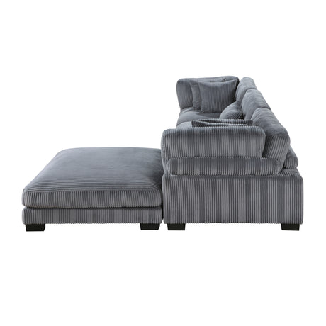 Traverse Gray Corduroy 4-Piece Modular Sectional with Ottoman from Homelegance - Luna Furniture
