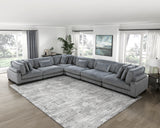 Traverse Gray 6-Piece Corduroy Modular Sectional with Ottoman from Homelegance - Luna Furniture