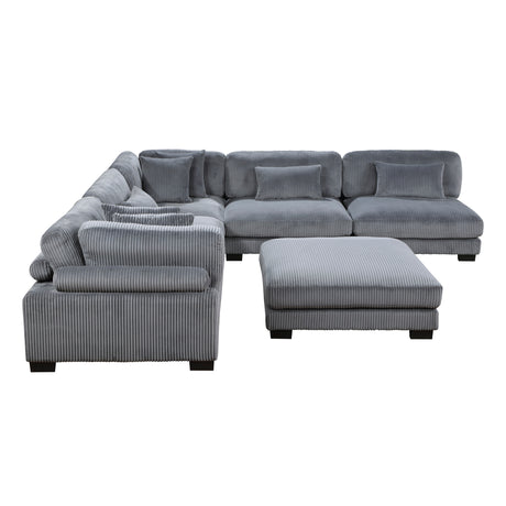 Traverse Gray Corduroy 6-Piece Modular Sectional with Ottoman from Homelegance - Luna Furniture