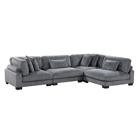 Traverse Gray 5-Piece Corduroy Modular Sectional with Ottoman from Homelegance - Luna Furniture
