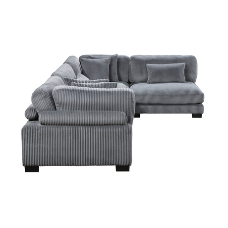 Traverse Gray 5-Piece Corduroy Modular Sectional with Ottoman from Homelegance - Luna Furniture