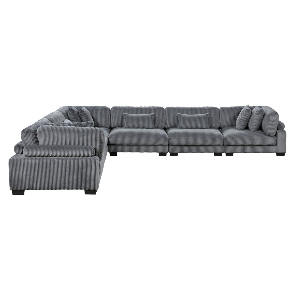 Traverse Gray 6-Piece Corduroy Modular Sectional with Ottoman from Homelegance - Luna Furniture