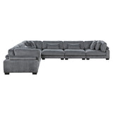 Traverse Gray 6-Piece Corduroy Modular Sectional with Ottoman from Homelegance - Luna Furniture