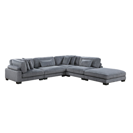 Traverse Gray Corduroy 5-Piece Modular Sectional with Ottoman from Homelegance - Luna Furniture