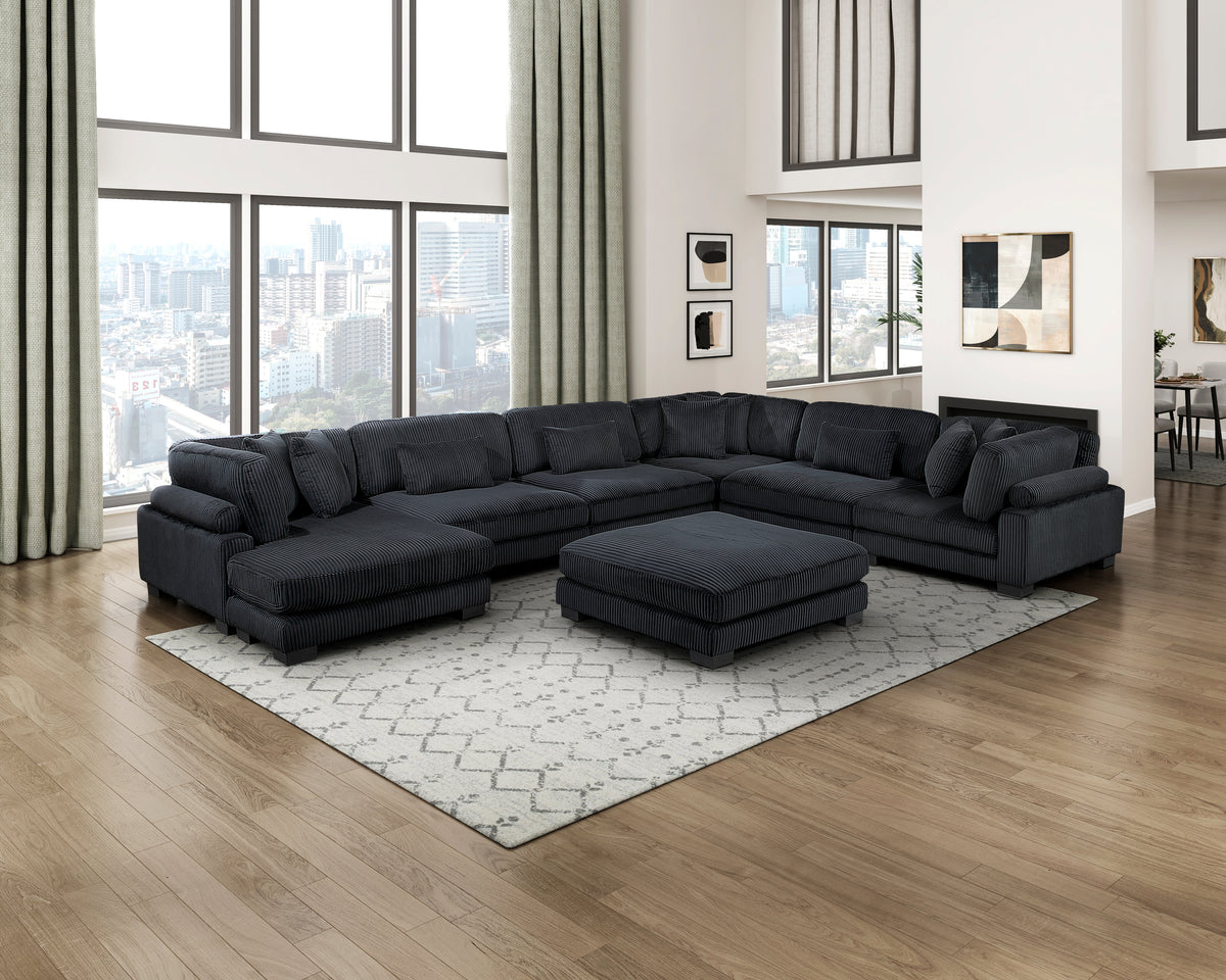 8555BK*2CR3ACVCOT (7)7-Piece Modular Sectional with Reversible Chaise and Ottoman from Homelegance - Luna Furniture