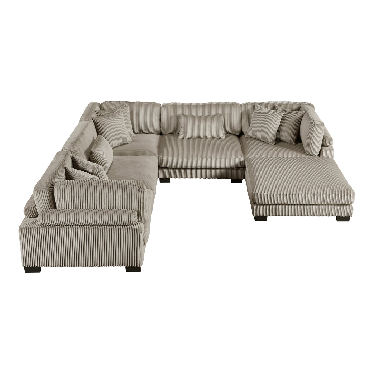 Traverse Taupe 6-Piece Corduroy Modular Sectional with Ottoman from Homelegance - Luna Furniture