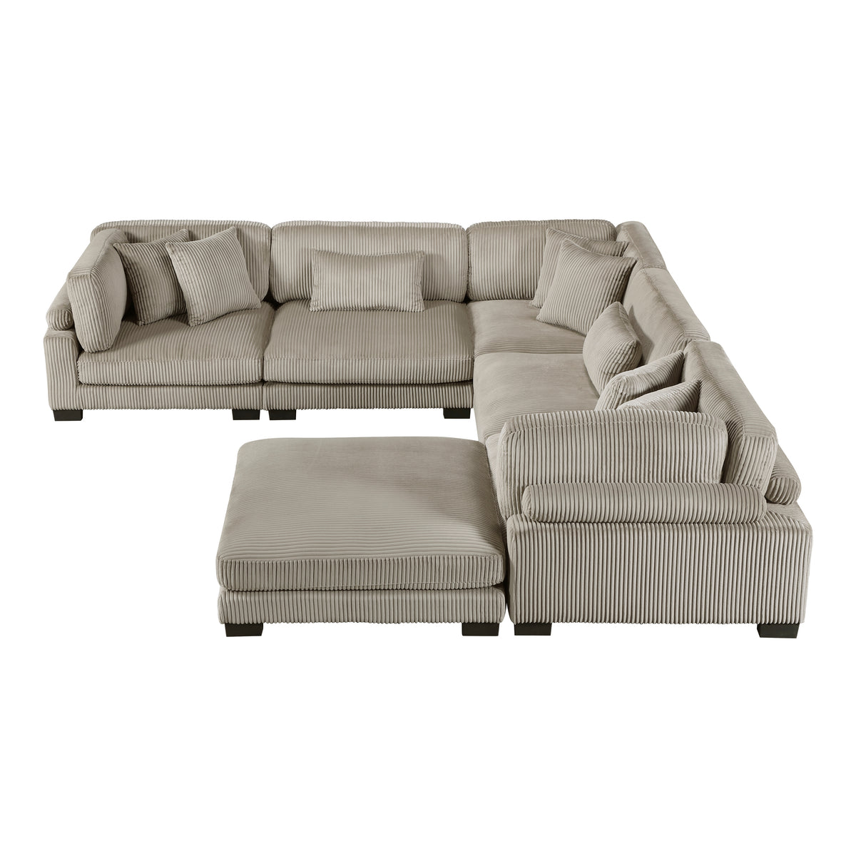 Traverse Taupe 6-Piece Corduroy Modular Sectional with Ottoman from Homelegance - Luna Furniture