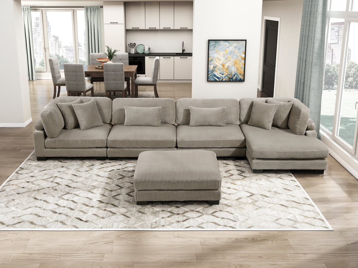 Traverse Taupe 5-Piece Modular Sectional with Reversible Chaise and Ottoman from Homelegance - Luna Furniture