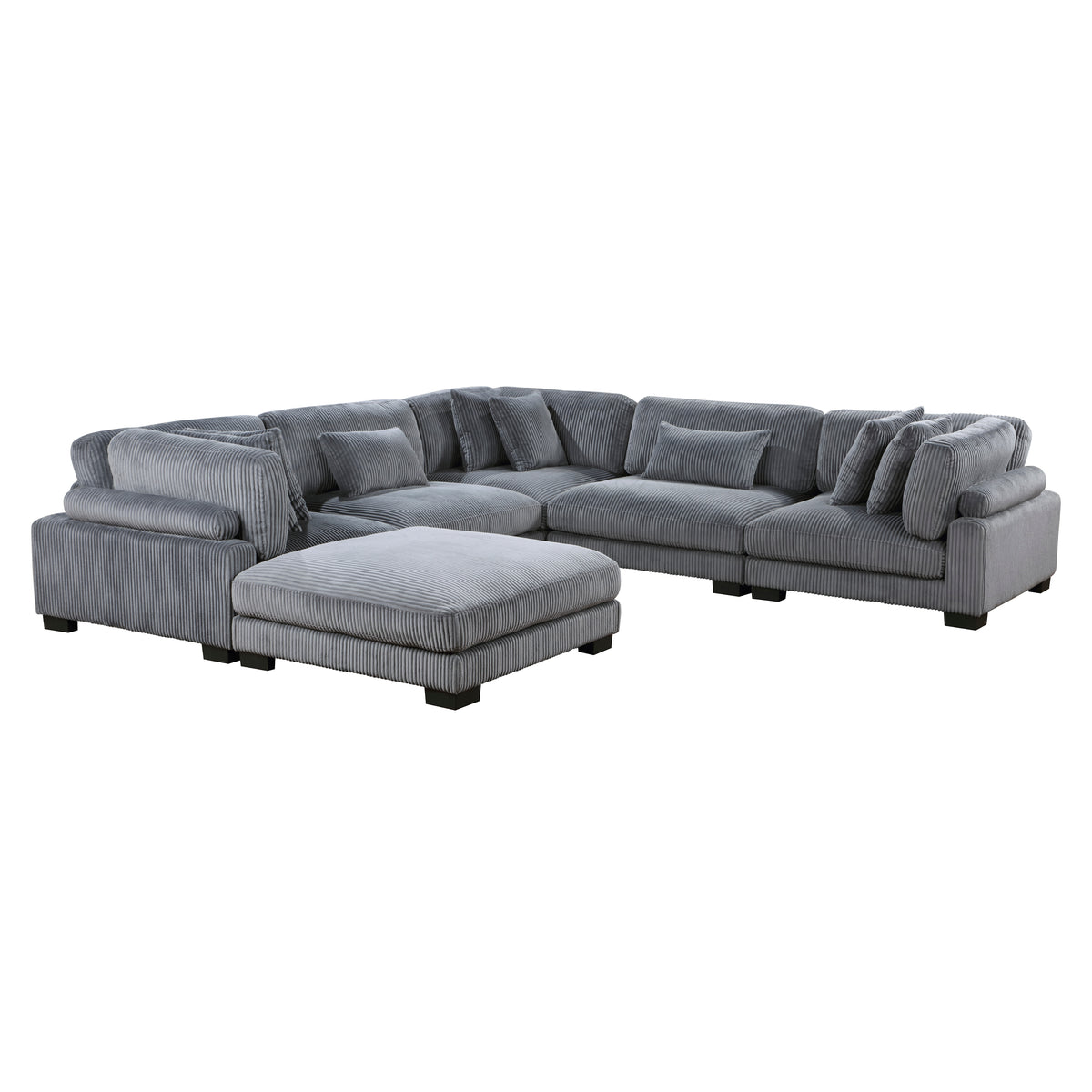 Traverse Gray 6-Piece Corduroy Modular Sectional with Ottoman from Homelegance - Luna Furniture