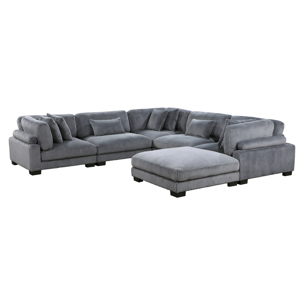 Traverse Gray 6-Piece Corduroy Modular Sectional with Ottoman from Homelegance - Luna Furniture