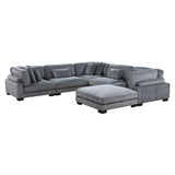 Traverse Gray 6-Piece Corduroy Modular Sectional with Ottoman from Homelegance - Luna Furniture