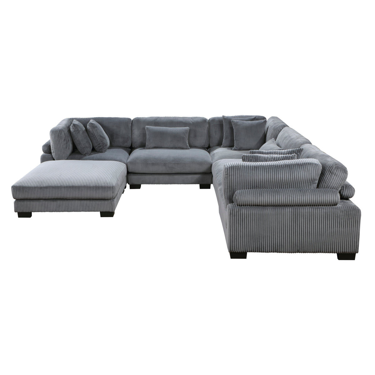 Traverse Gray 6-Piece Corduroy Modular Sectional with Ottoman from Homelegance - Luna Furniture