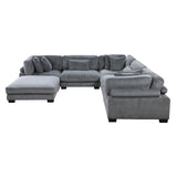 Traverse Gray 6-Piece Corduroy Modular Sectional with Ottoman from Homelegance - Luna Furniture