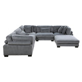 Traverse Gray 6-Piece Corduroy Modular Sectional with Ottoman from Homelegance - Luna Furniture