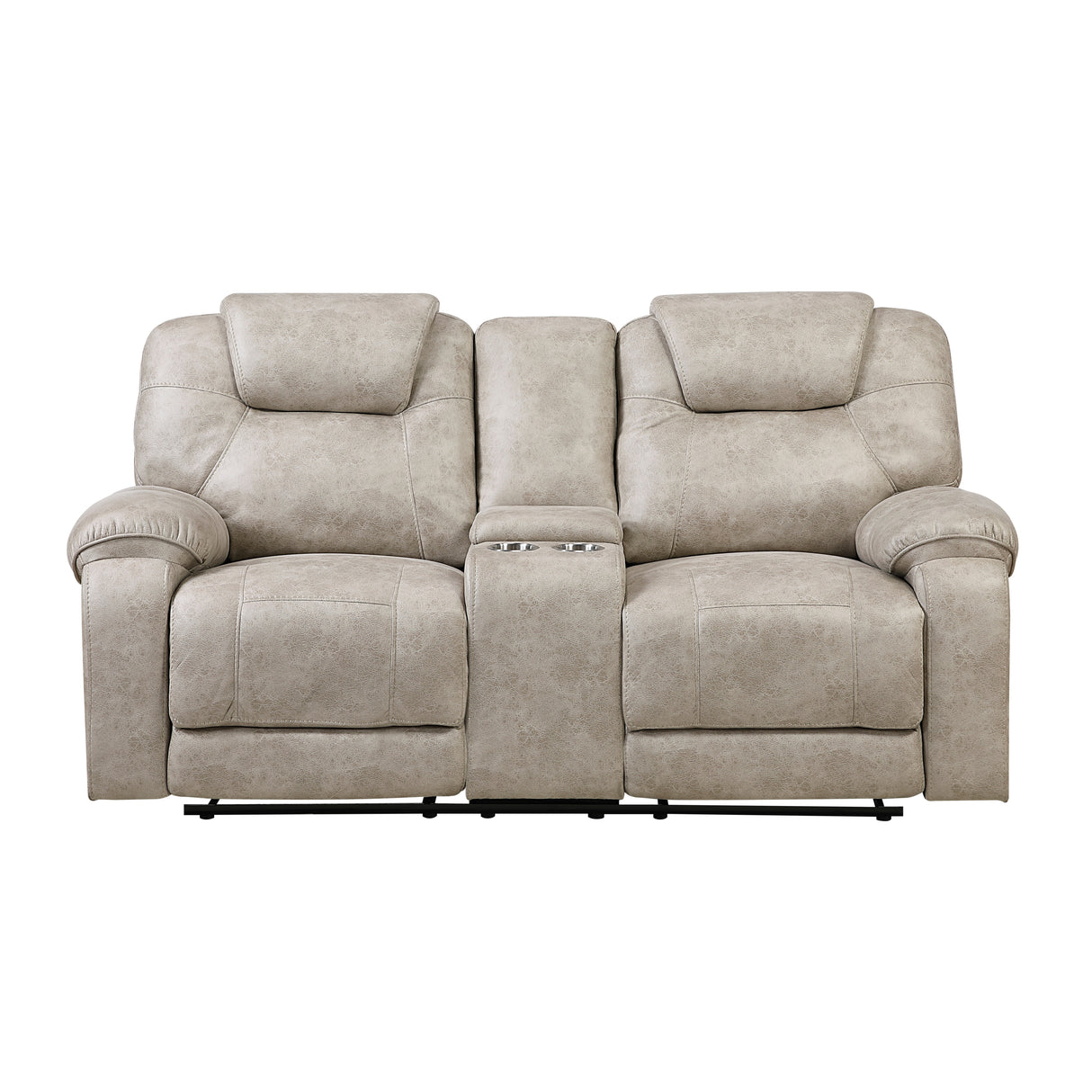 Gainesville Pewter Double Reclining Loveseat with Center Console from Homelegance - Luna Furniture